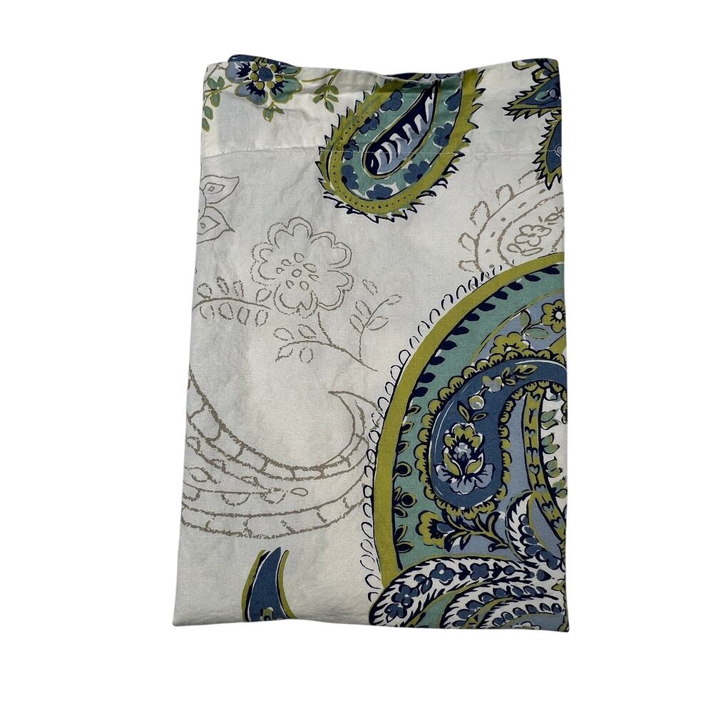 POTTERY BARN One Annie Paisley Standard Blue Green Organic Cotton Pillow Sham